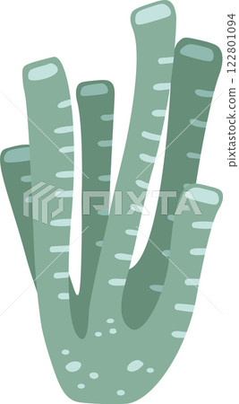 Growing underwater, vibrant green seaweed features light green stripes and long stems, representing the rich biodiversity and intricate life of the ocean s ecosystem 122801094