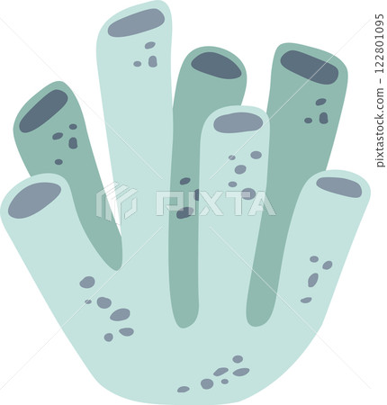 Light green coral featuring darker spots thriving against a solid white background, illustrating the beauty of underwater life, marine biology, and the wonders of ocean exploration 122801095