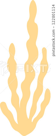 Minimalist vector illustration of stylized seaweed swaying gently in ocean current, evoking tranquility and marine life, suitable for various design applications Minimalist vector illustration of stylized seaweed swaying gently in ocean current, evoking tranquility and marine life, suitable for various design applications 122801114