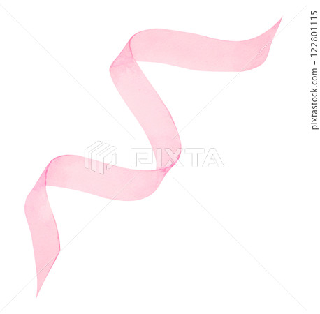 Pink watercolor hand drawn ribbon with elegant flowing movement. A perfect addition to wedding invitations, greeting cards, scrapbooking, and packaging. Great for festive, feminine artistic designs 122801115