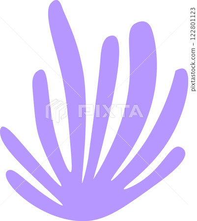 Light purple abstract seaweed plant growing gracefully underwater, offering a simple yet captivating vector illustration perfect for summer themed projects and designs 122801123