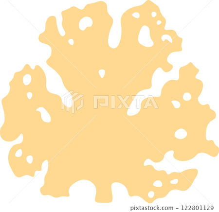 Coral shaped design element in light orange color with irregular edges and holes, perfect for adding a touch of marine life to various design projects 122801129