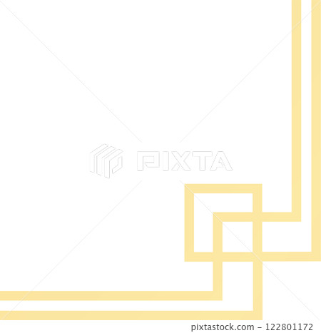 Golden lines elegantly intersect, forming a minimalist yet sophisticated frame in the corner, ideal for adding a touch of class and refinement to various design projects 122801172