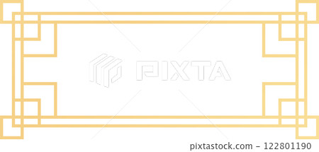 Golden art deco frame creates a sophisticated border, adding a touch of vintage elegance and geometric charm to any design, perfect for invitations, posters, or decorative elements 122801190