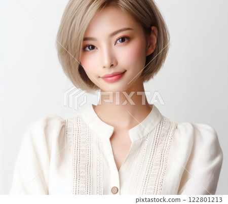 Beautiful woman in white blouse Beautiful woman in white blouse 122801213