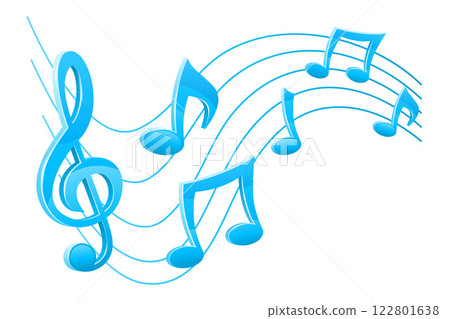 musical notes and treble clef vector illustration 122801638