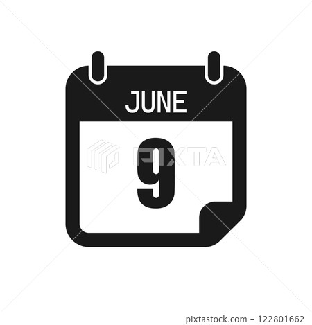 Vector icon page day calendar - 9 June month 122801662