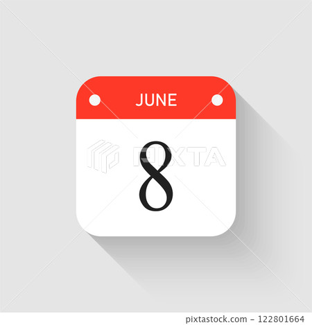 Vector icon page day calendar - 8 June month 122801664