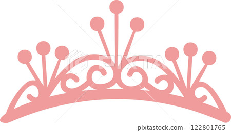 Pink tiara representing royalty, elegance, and femininity, featuring delicate swirls and round decorations, creating a majestic and charming accessory fit for a princess 122801765
