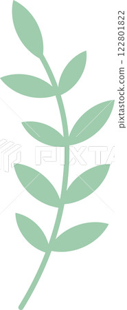 Pastel green leaf growing gracefully, symbolizing nature, growth, and simplicity. Perfectly suited for minimalist and eco friendly designs, embodying freshness and tranquility 122801822