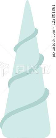 Simple illustration of a light green twisted unicorn horn standing on a white background, representing magic, fantasy, and fairytale concepts Simple illustration of a light green twisted unicorn horn standing on a white background, representing magic, fantasy, and fairytale concepts 122801861