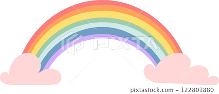 Colorful rainbow arching gracefully over soft pink clouds inspires feelings of hope, optimism, and joy, symbolizing positivity and the promise of new beginnings Colorful rainbow arching gracefully over soft pink clouds inspires feelings of hope, optimism, and joy, symbolizing positivity and the promise of new beginnings 122801880