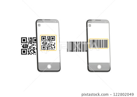 Barcode and qr scanning on phone screen, isolated Barcode and qr scanning on phone screen, isolated 122802049