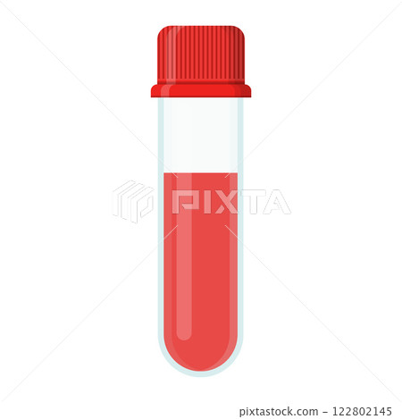 Red Test Tube Illustration with Liquid for Science and Laboratory Use 122802145