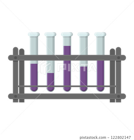 Test Tube Rack with Purple Liquid for Laboratory Experiments 122802147