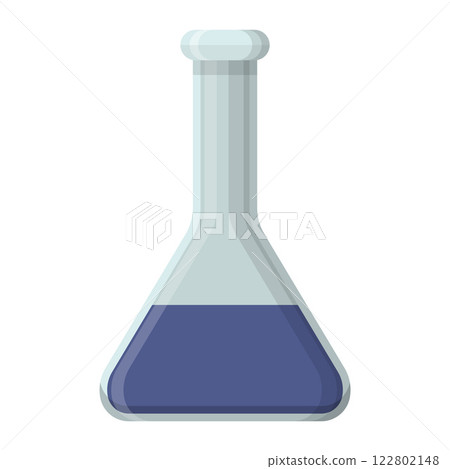 Laboratory Flask with Blue Liquid for Chemistry Experiments Laboratory Flask with Blue Liquid for Chemistry Experiments 122802148