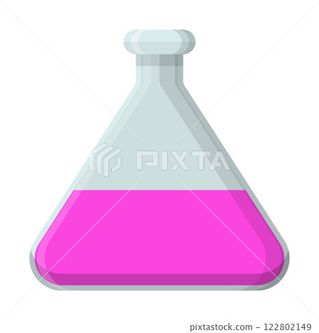 Laboratory Flask with Pink Liquid for Science and Research Experiments Laboratory Flask with Pink Liquid for Science and Research Experiments 122802149