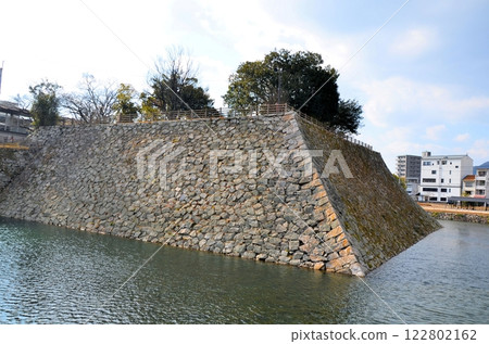 Mihara Castle Ruins: Stone wall of the castle tower Mihara Castle Ruins: Stone wall of the castle tower 122802162