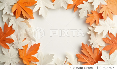 Autumn Leaves Frame with White Background - Perfect for Fall Greetings and Designs 122802207
