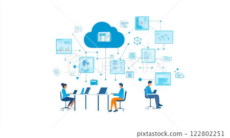 Cloud Computing and Data Sharing with Team Working on Laptops and Connected Devices Cloud Computing and Data Sharing with Team Working on Laptops and Connected Devices 122802251