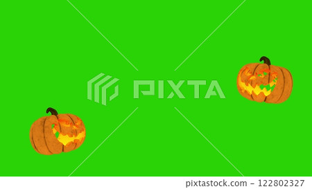Falling pumpkins on a green screen. Background for Halloween. 3d illustration Falling pumpkins on a green screen. Background for Halloween. 3d illustration 122802327