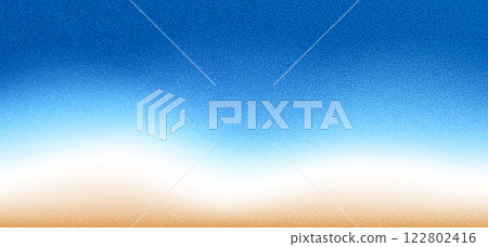 Blur beach gradient. Gradation blue and orange beige background with noise. Grainy abstract backdrop sea water and sand. Ocean wave. Vector tropical summer calm cover illustration. 122802416