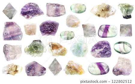 natural specimens of uncut fluorite rocks cutout natural specimens of uncut fluorite rocks cutout 122802512