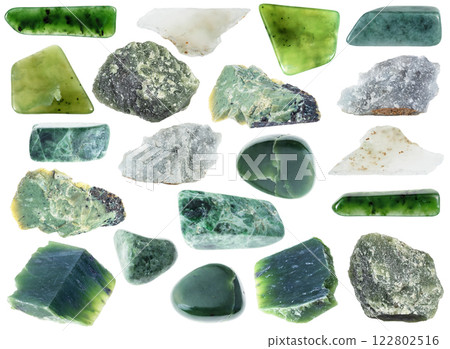 natural specimens of uncut jade rocks cutout 122802516