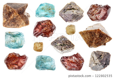 natural specimens of uncut zircon rocks cutout 122802535