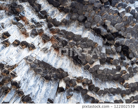 natural basalt columns in Garni Gorge in Armenia 122802539