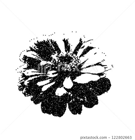 Flower collage sticker. Photocopy monochrome effect chrysanthemum. Brutal dotted retro floral. Botanical element. Vector stippled nature dahlia illustration isolated on white background Flower collage sticker. Photocopy monochrome effect chrysanthemum. Brutal dotted retro floral. Botanical element. Vector stippled nature dahlia illustration isolated on white background 122802663