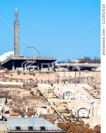 view of Cascade complex in Yerevan city in winter 122802818