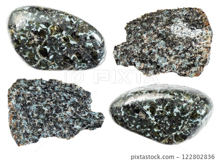 specimens of uncut gabbronorite rocks cutout 122802836