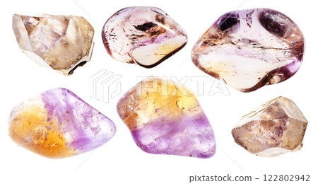 natural specimens of uncut ametrine rocks cutout 122802942