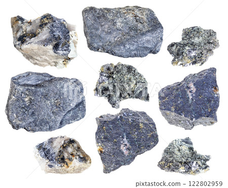 specimens of uncut molybdenite rocks cutout 122802959