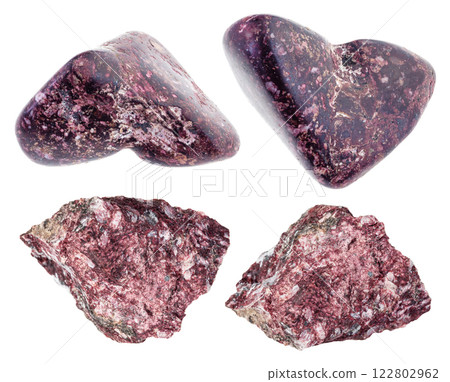 natural specimens of uncut piemontite rocks cutout 122802962