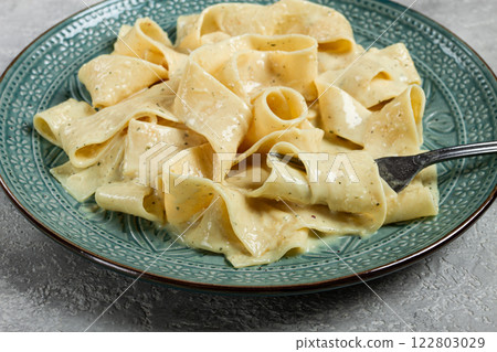 pasta papardelle in creamy garlic sauce, traditional Italian cuisine, pasta carbonara, homemade, no people, pasta papardelle in creamy garlic sauce, traditional Italian cuisine, pasta carbonara, homemade, no people, 122803029