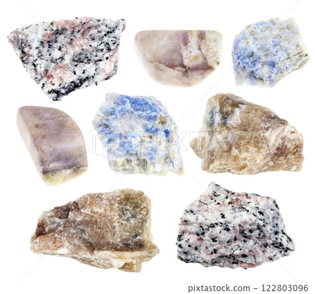 natural specimens of uncut cancrinite rocks cutout 122803096