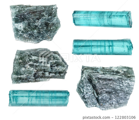 natural specimens of uncut indicolite rocks cutout 122803106