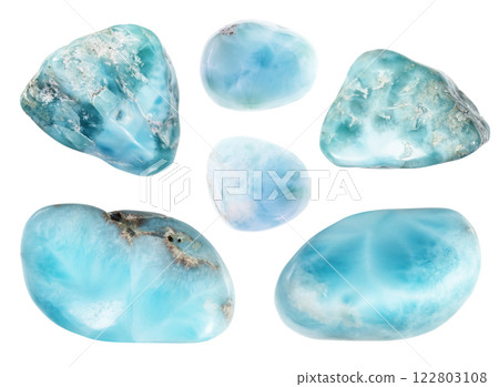 natural specimens of uncut larimar rocks cutout 122803108