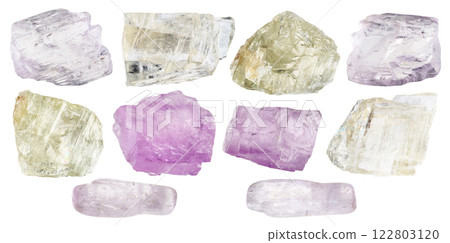 natural specimens of uncut spodumene rocks cutout natural specimens of uncut spodumene rocks cutout 122803120