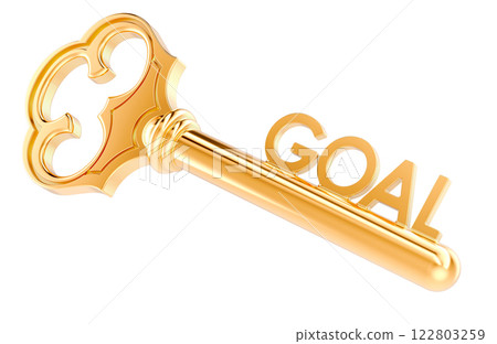 Goal concept with golden key, 3D rendering Goal concept with golden key, 3D rendering 122803259