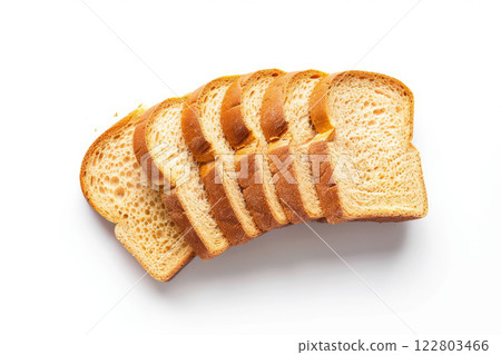 Cutting fresh baked loaf wheat baguette bread isolated on white 122803466