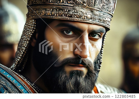 Cyrus II the Great King of Persia in a modern cinematic portrayal 122803485