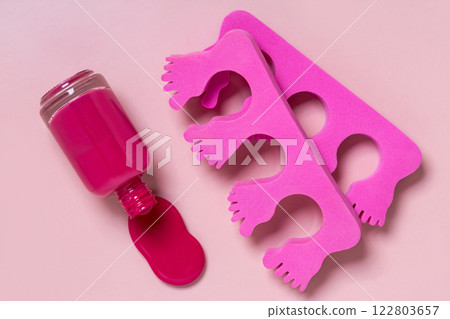 Pink Nail Polish and Toe Separators. 122803657