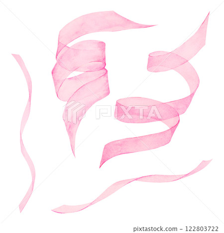 Set of hand-painted pink watercolor ribbons... - Stock Illustration ...