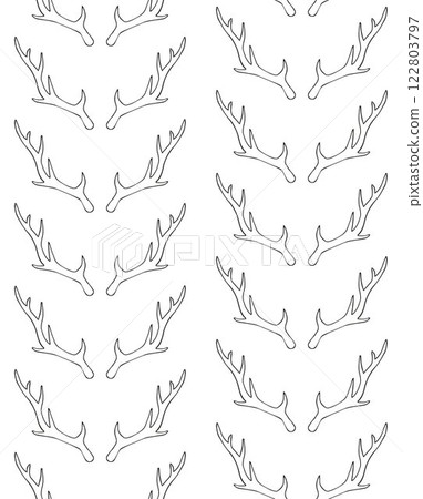 Vector seamless pattern of hand drawn deer horns Vector seamless pattern of hand drawn deer horns 122803797