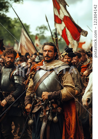 Dramatic gathering of soldiers during the Anglo French War between 1202 and 1214 122804142