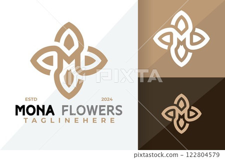 Letter M Flower Logo Icon Vector Design Illustration 122804579
