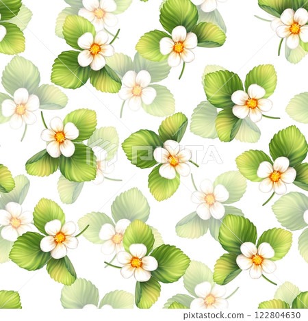 Seamless pattern with strawberry flowers. 122804630